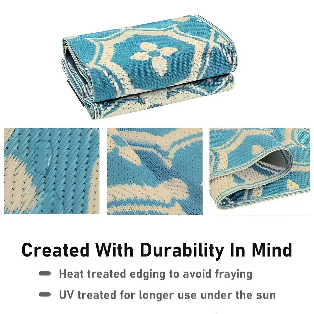 Weather-Resistant Outdoor Rug with Geometric Design