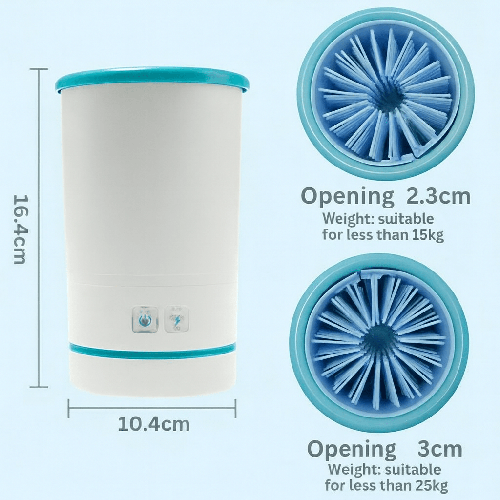 Pet Paw Hygiene System with Soft Cleaning Bristles