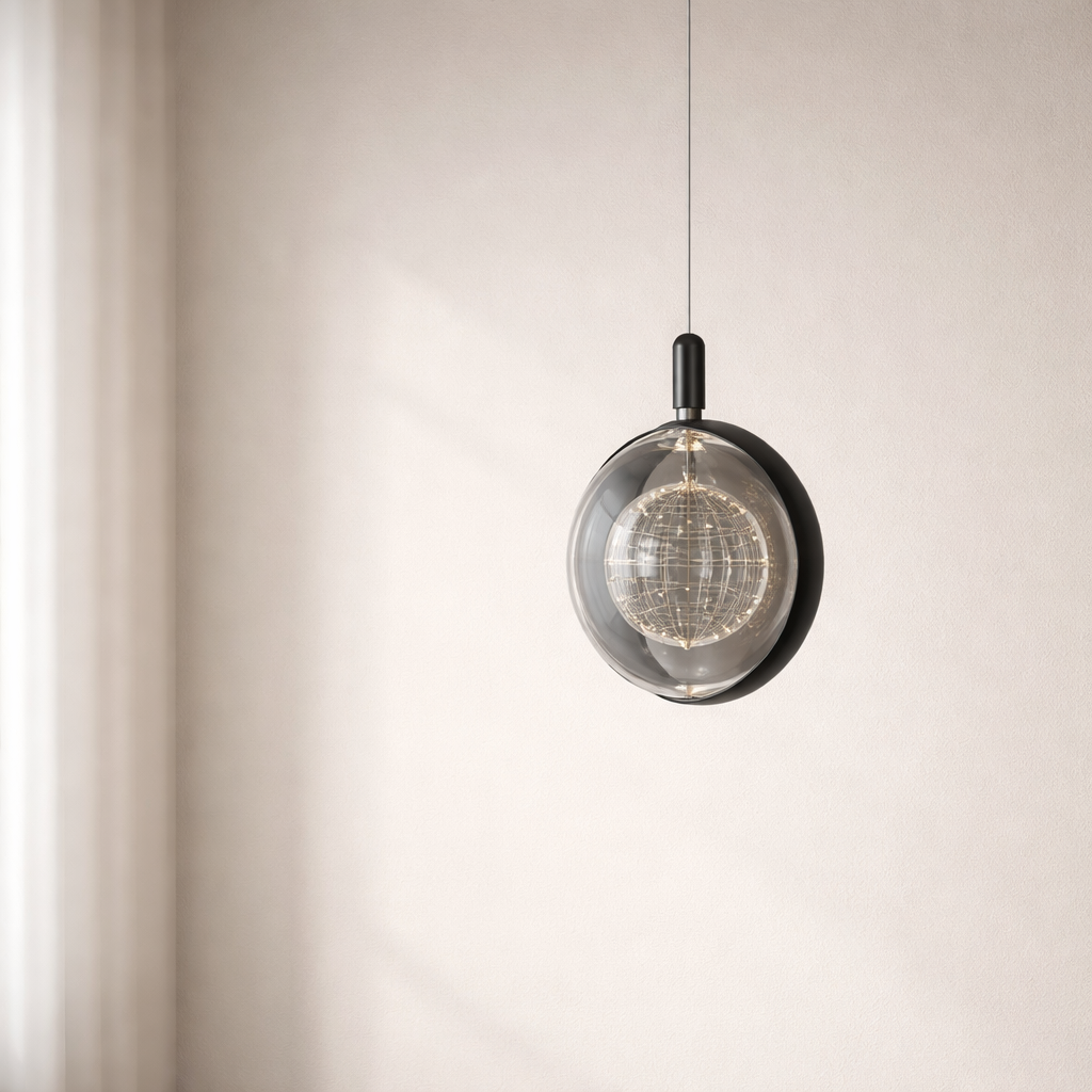Sleek Adjustable Pendant Light with Integrated LED - 7W Black & Gold