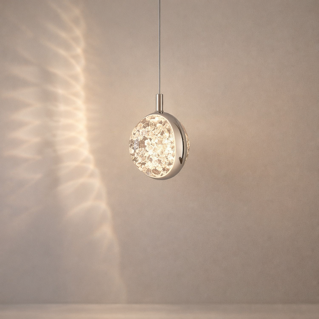 Sleek Adjustable Pendant Light with Integrated LED - 7W Black & Gold