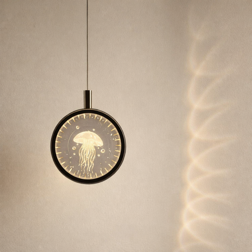 Sleek Adjustable Pendant Light with Integrated LED - 7W Black & Gold