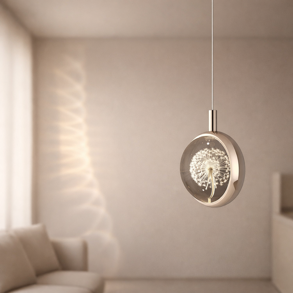 Sleek Adjustable Pendant Light with Integrated LED - 7W Black & Gold