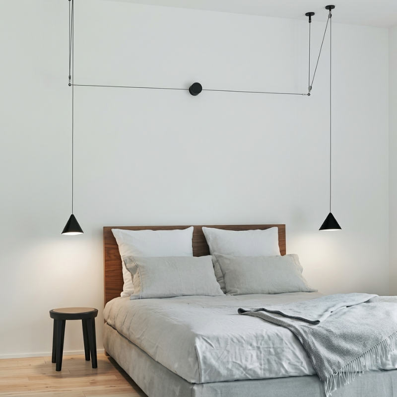 Sleek Black Metal Hanging Light Fixture with E27 Socket
