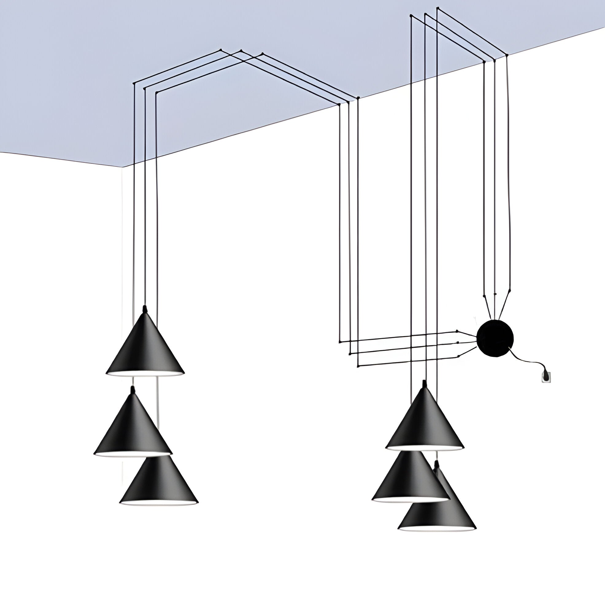 Sleek Black Metal Hanging Light Fixture with E27 Socket