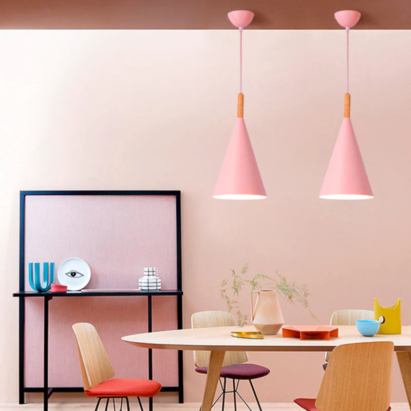 Elegant Hardwired Pendant Light with Wooden Touch for Kitchens
