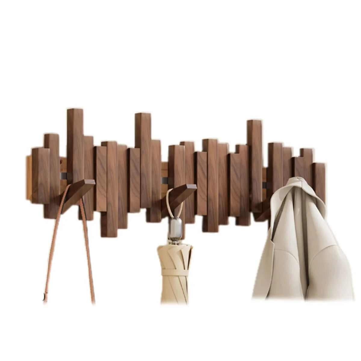 Chic Wooden Wall-Mounted Coat Organizer with 5 Hooks