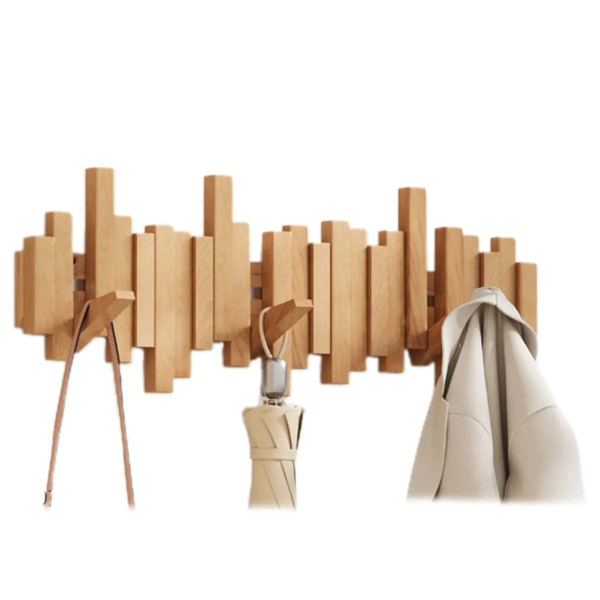 Chic Wooden Wall-Mounted Coat Organizer with 5 Hooks