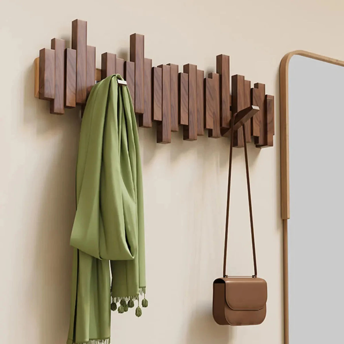 Chic Wooden Wall-Mounted Coat Organizer with 5 Hooks
