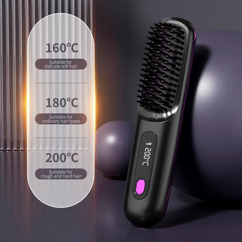 Compact Straightening Brush for Effortless Hair Styling