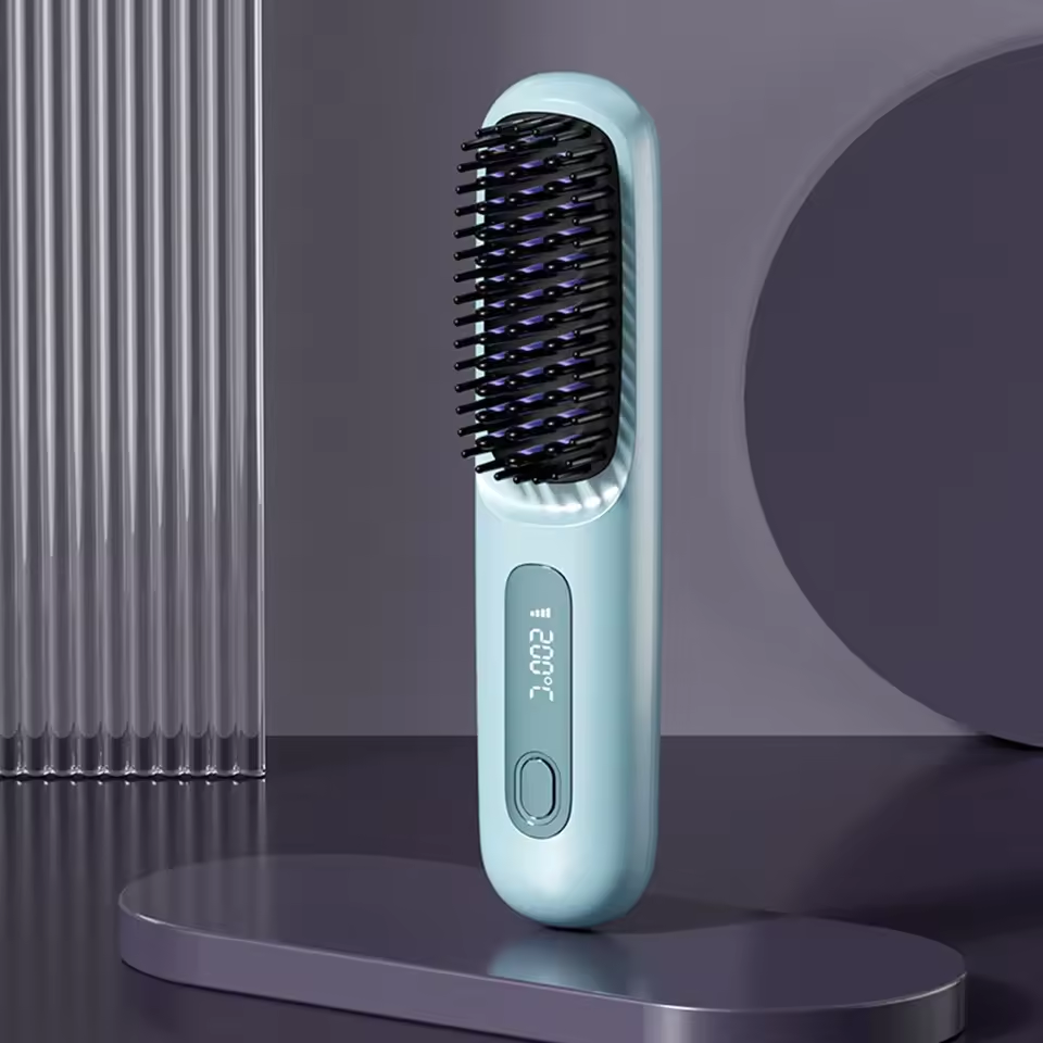 Compact Straightening Brush for Effortless Hair Styling