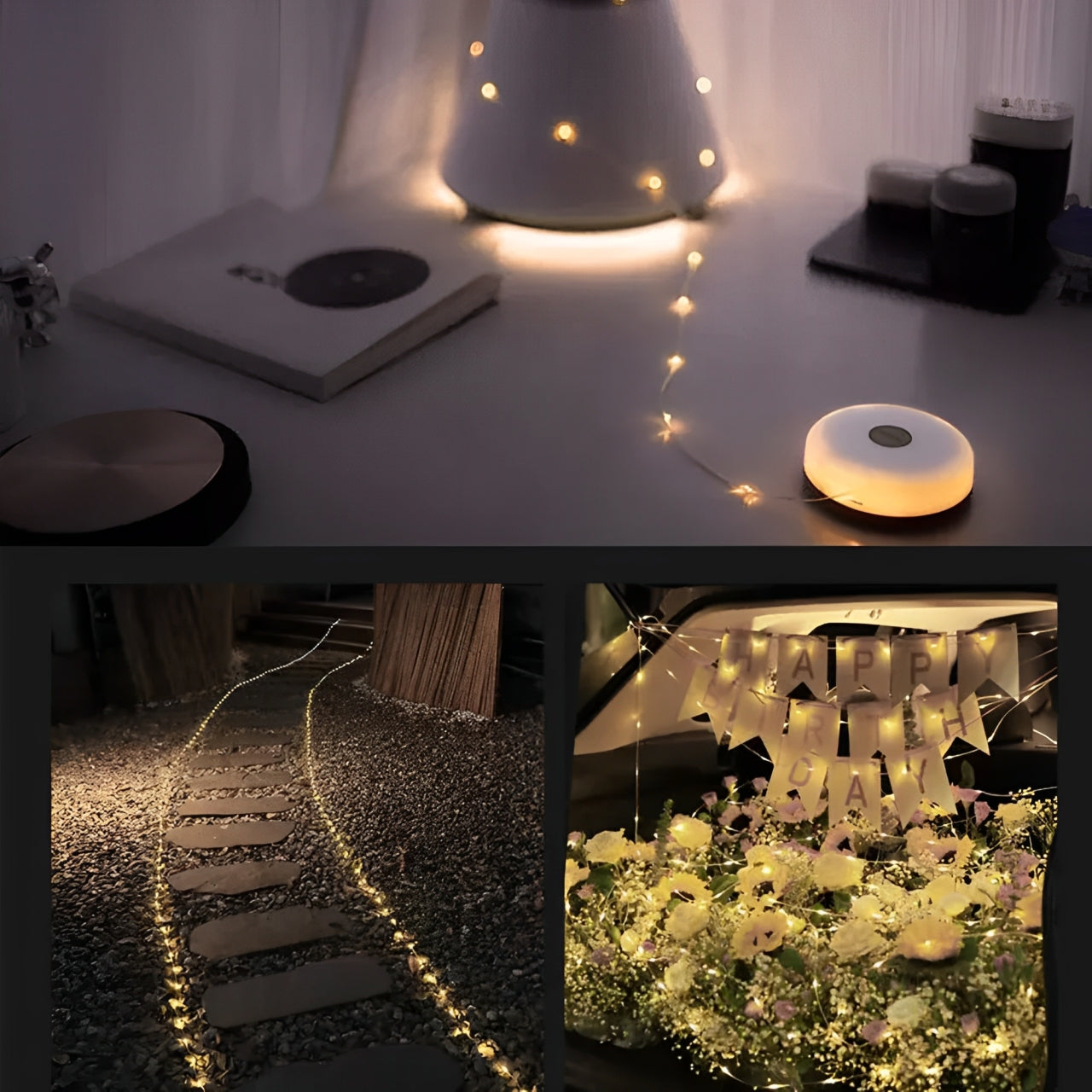 Versatile USB Rechargeable Outdoor String Lights - 10m Waterproof