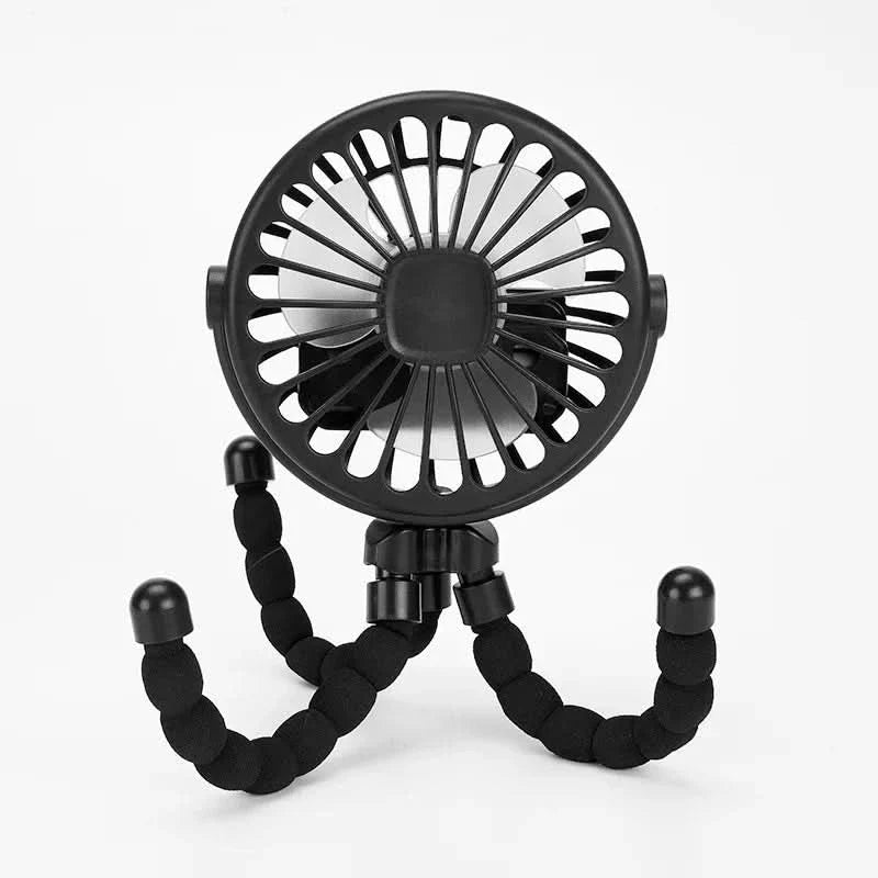 Portable USB Rechargeable Fan with 3-Speed Airflow for Strollers