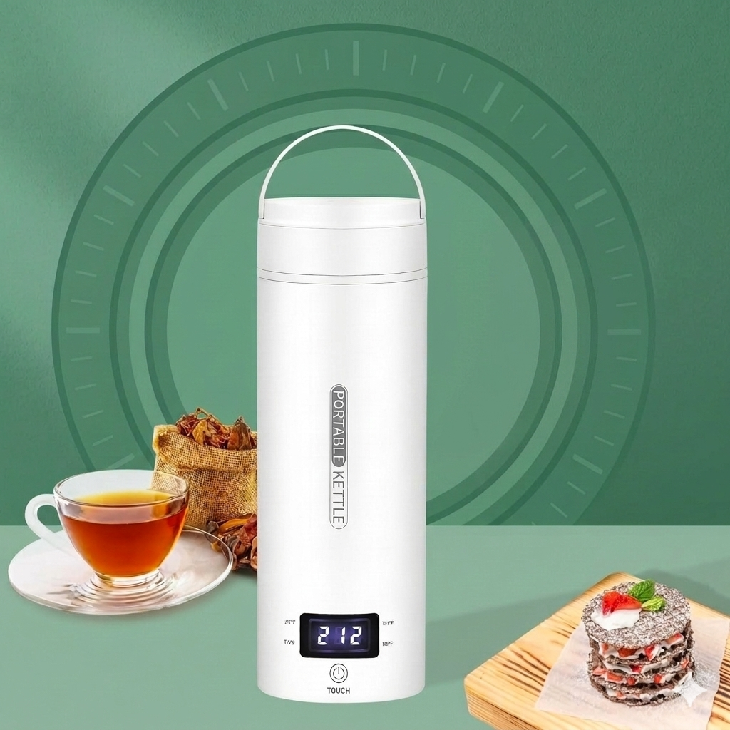 TravelMate Compact Electric Kettle 450ml – Stainless Steel Drink Warmer