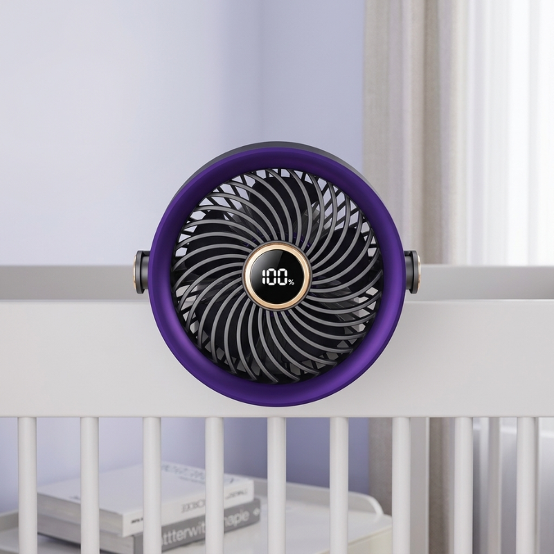 Compact Rechargeable Fan with LED Display and Adjustable Speeds