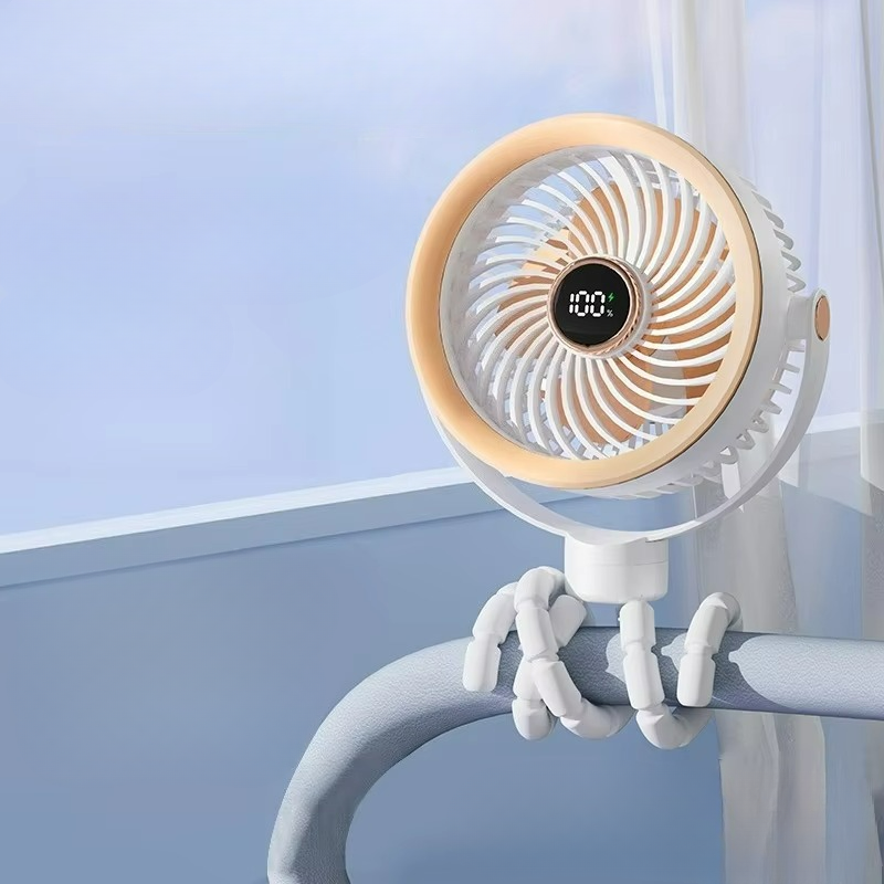 Compact Rechargeable Fan with LED Display and Adjustable Speeds