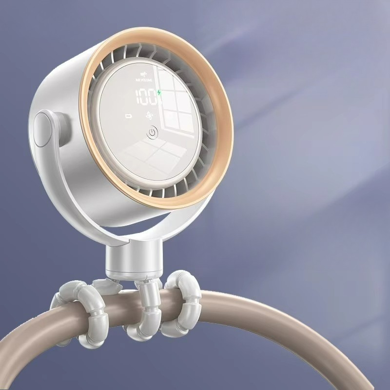 Compact Rechargeable Fan with LED Display and Adjustable Speeds