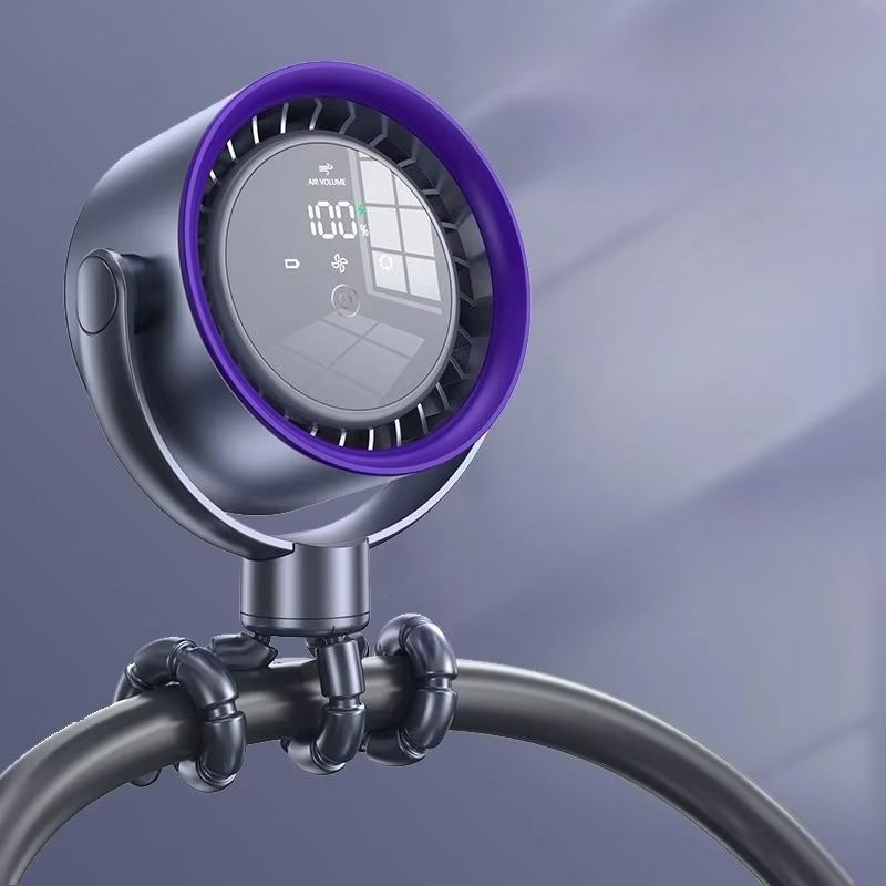 Compact Rechargeable Fan with LED Display and Adjustable Speeds