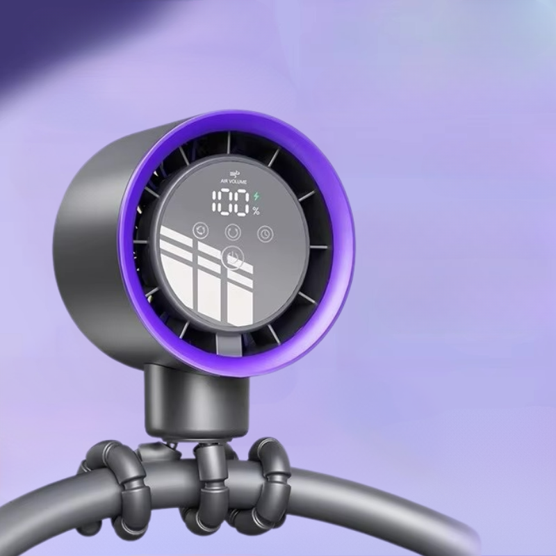Compact Rechargeable Fan with LED Display and Adjustable Speeds
