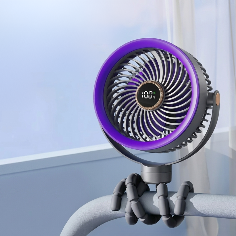 Compact Rechargeable Fan with LED Display and Adjustable Speeds