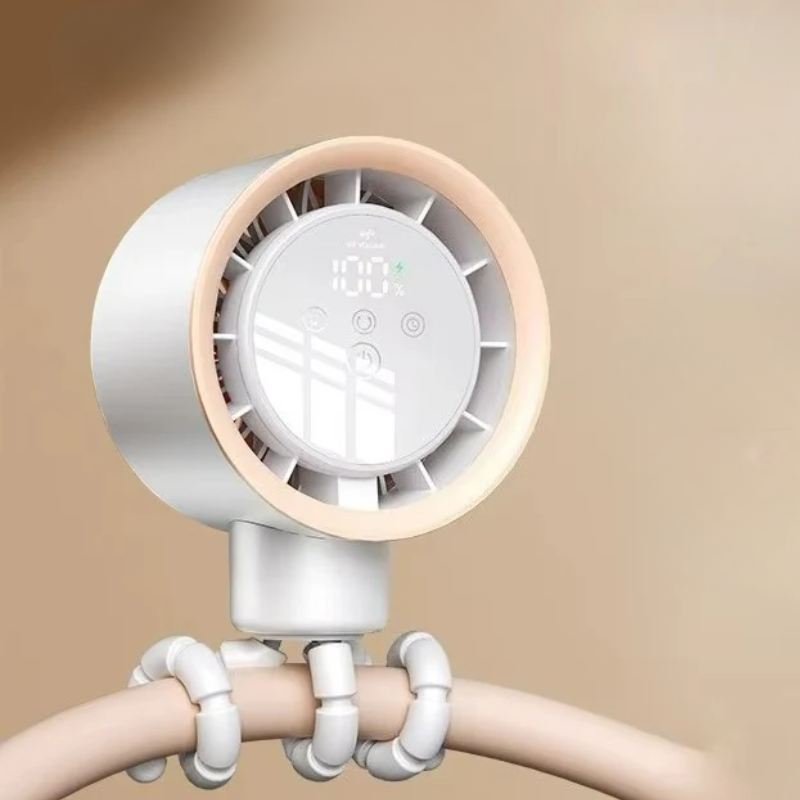 Compact Rechargeable Fan with LED Display and Adjustable Speeds