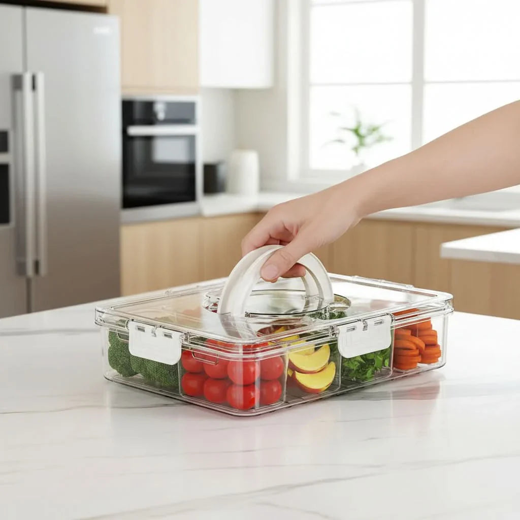 Multi-Compartment Serving Platter for Snacks and Fruits