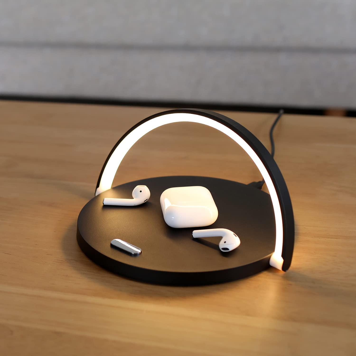 SmartDesk Pro: 3-in-1 Wireless Charging Station with LED Lamp