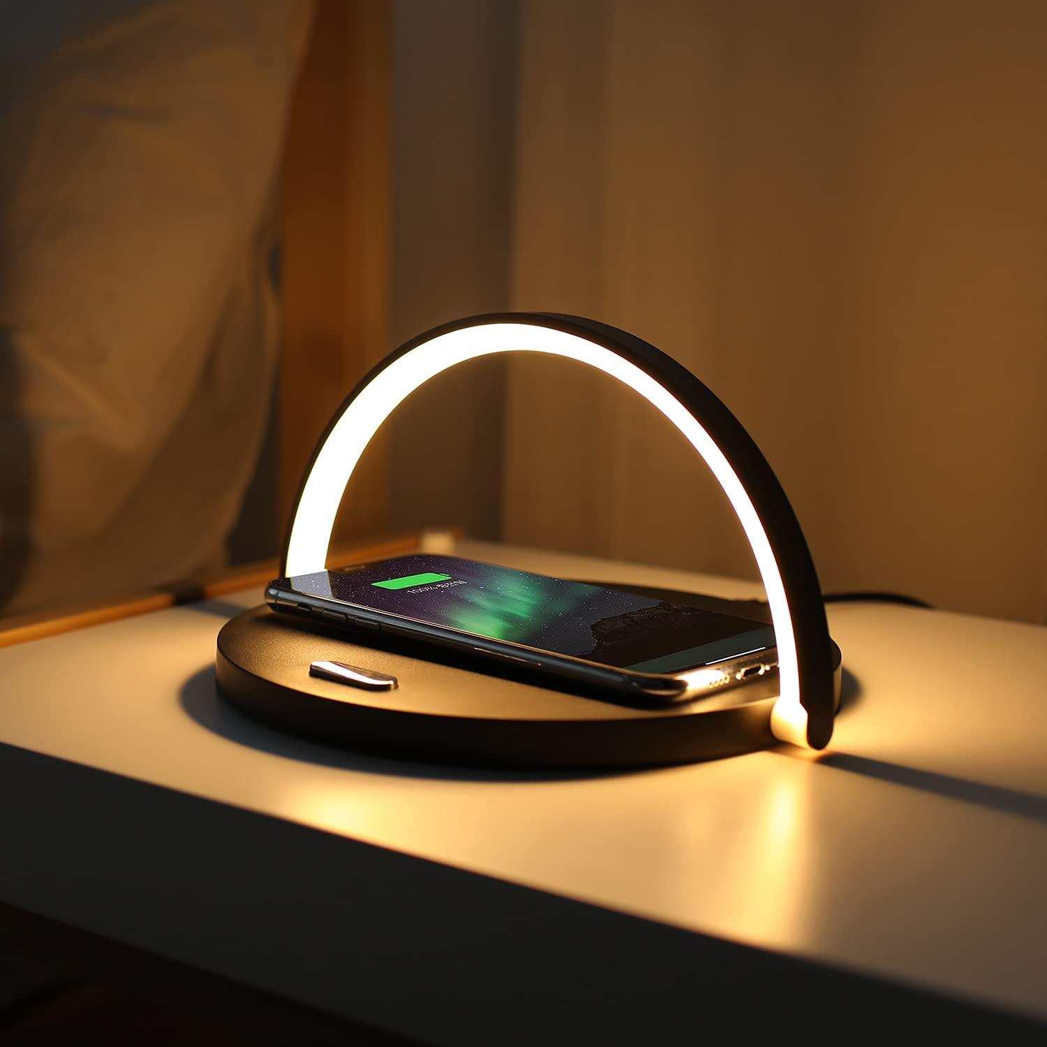SmartDesk Pro: 3-in-1 Wireless Charging Station with LED Lamp