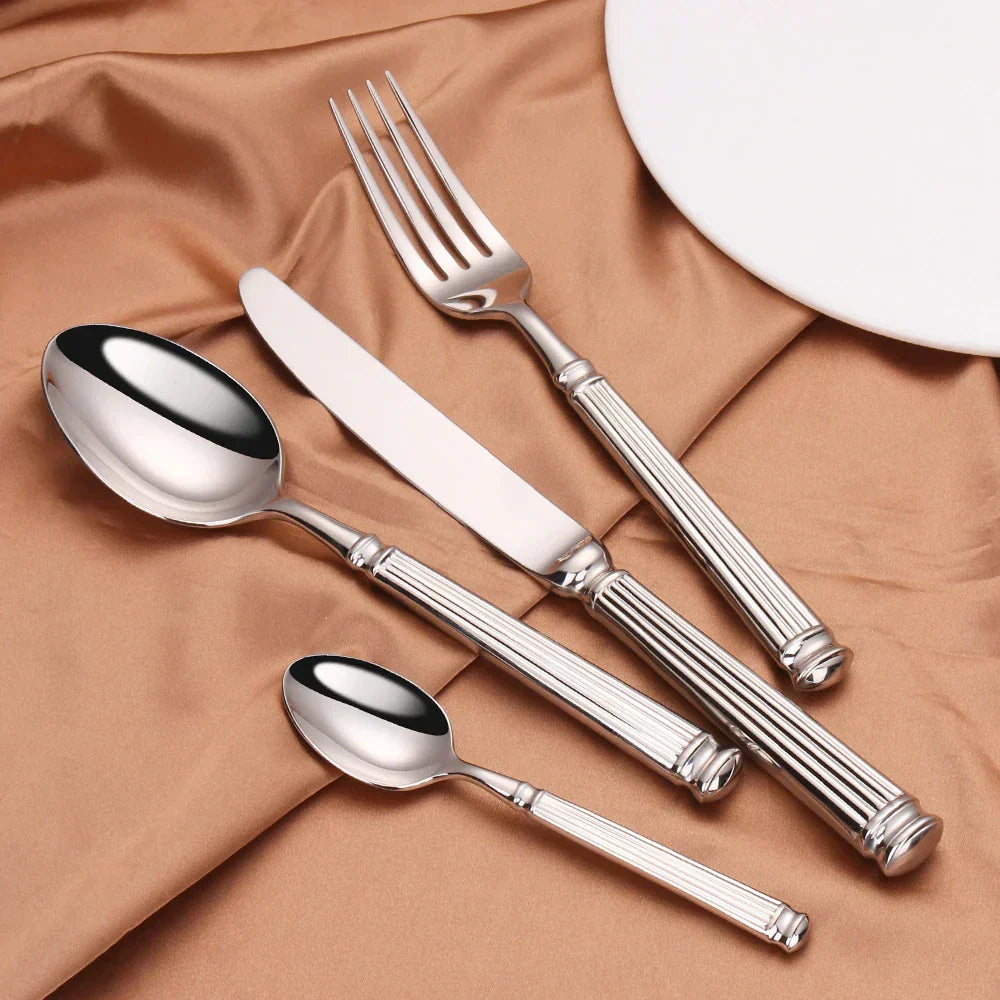 Sophisticated Stainless Steel Dining Cutlery Set with Mirror Finish