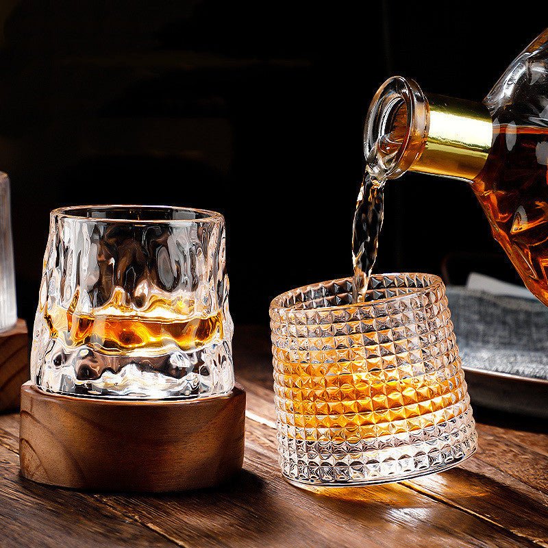 Whirl & Sip – Elegant Rotating Whiskey Glass Duo