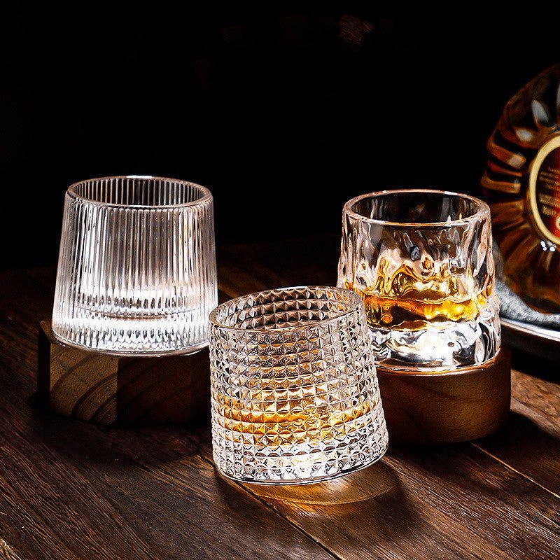 Whirl & Sip – Elegant Rotating Whiskey Glass Duo