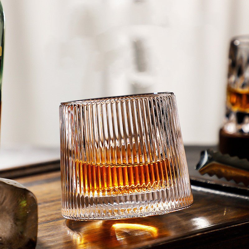 Whirl & Sip – Elegant Rotating Whiskey Glass Duo