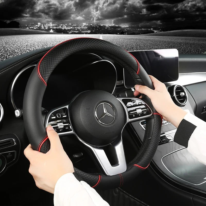 LuxGrip - Elegant Faux Leather Steering Wheel Cover for Ultimate Control