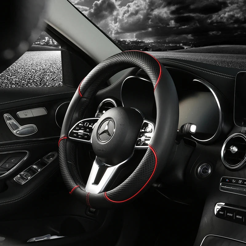 LuxGrip - Elegant Faux Leather Steering Wheel Cover for Ultimate Control