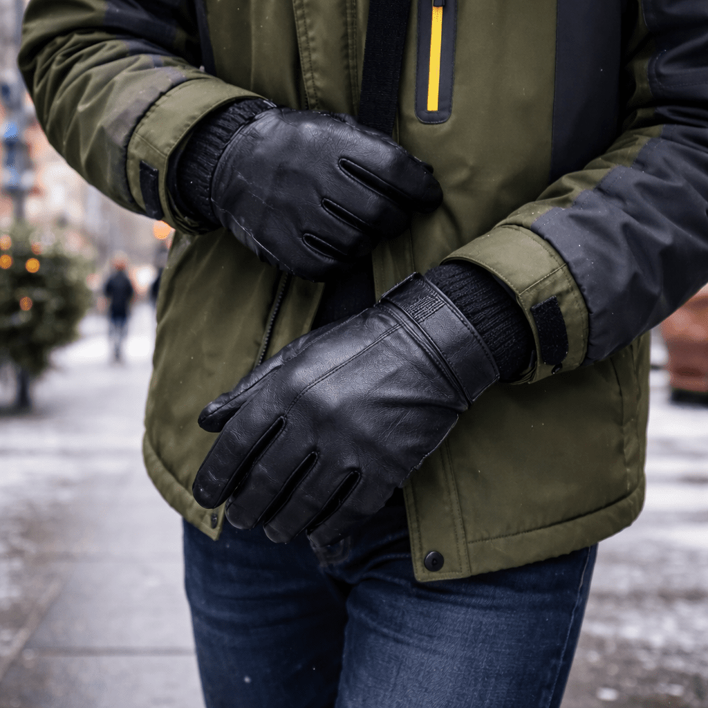 LuxeGuard - Stylish Leather Gloves with Cozy Lining for Cold Days