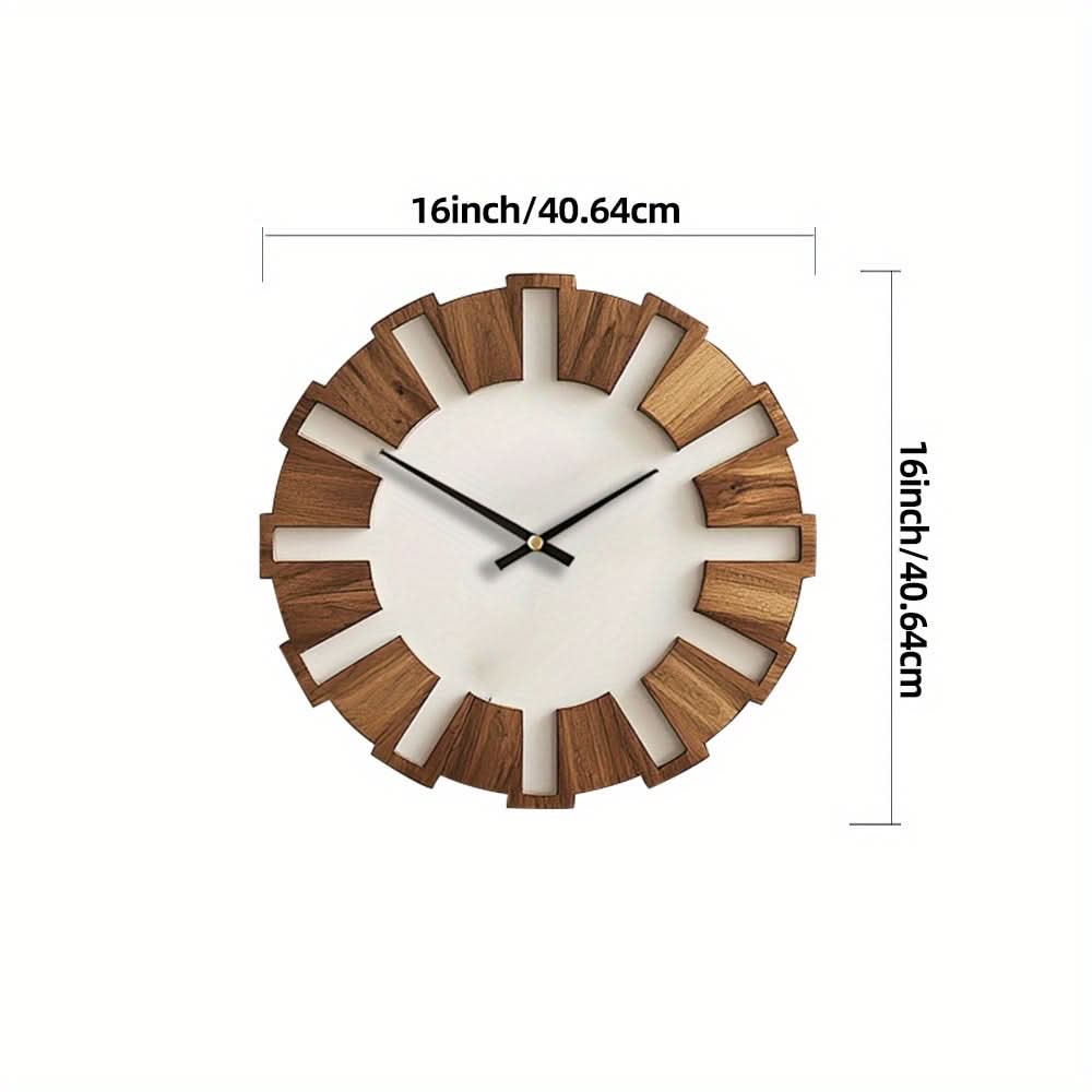 Classic Silent Movement Wooden Wall Clock in Rustic Design