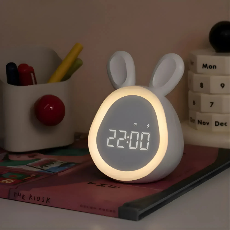 Charming LED Alarm Clock with Rechargeable Night Light