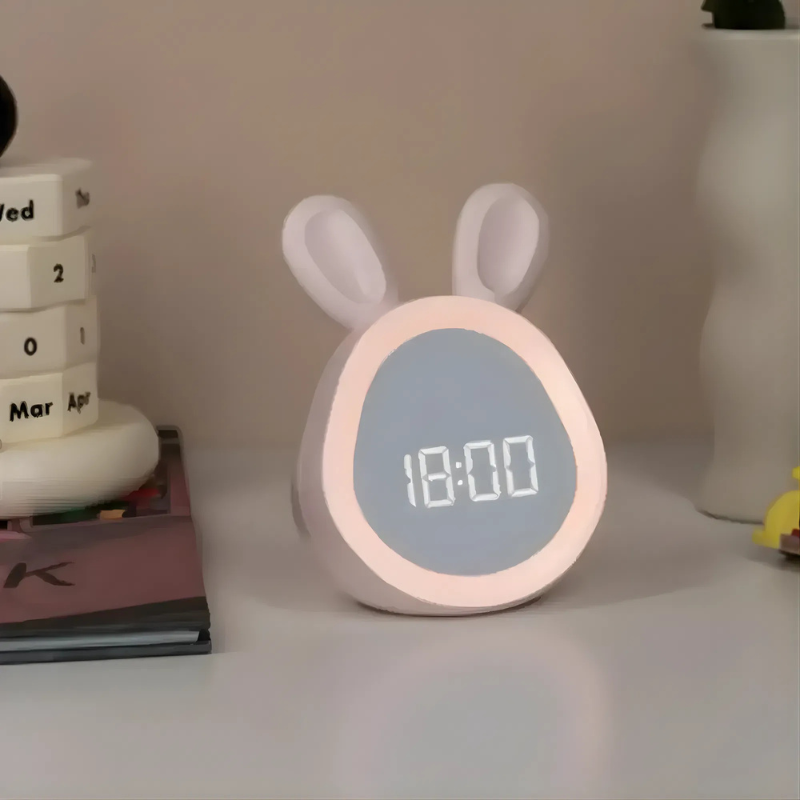 Charming LED Alarm Clock with Rechargeable Night Light