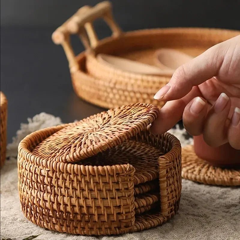 Elegant Rattan Drink Coasters for Heat Protection