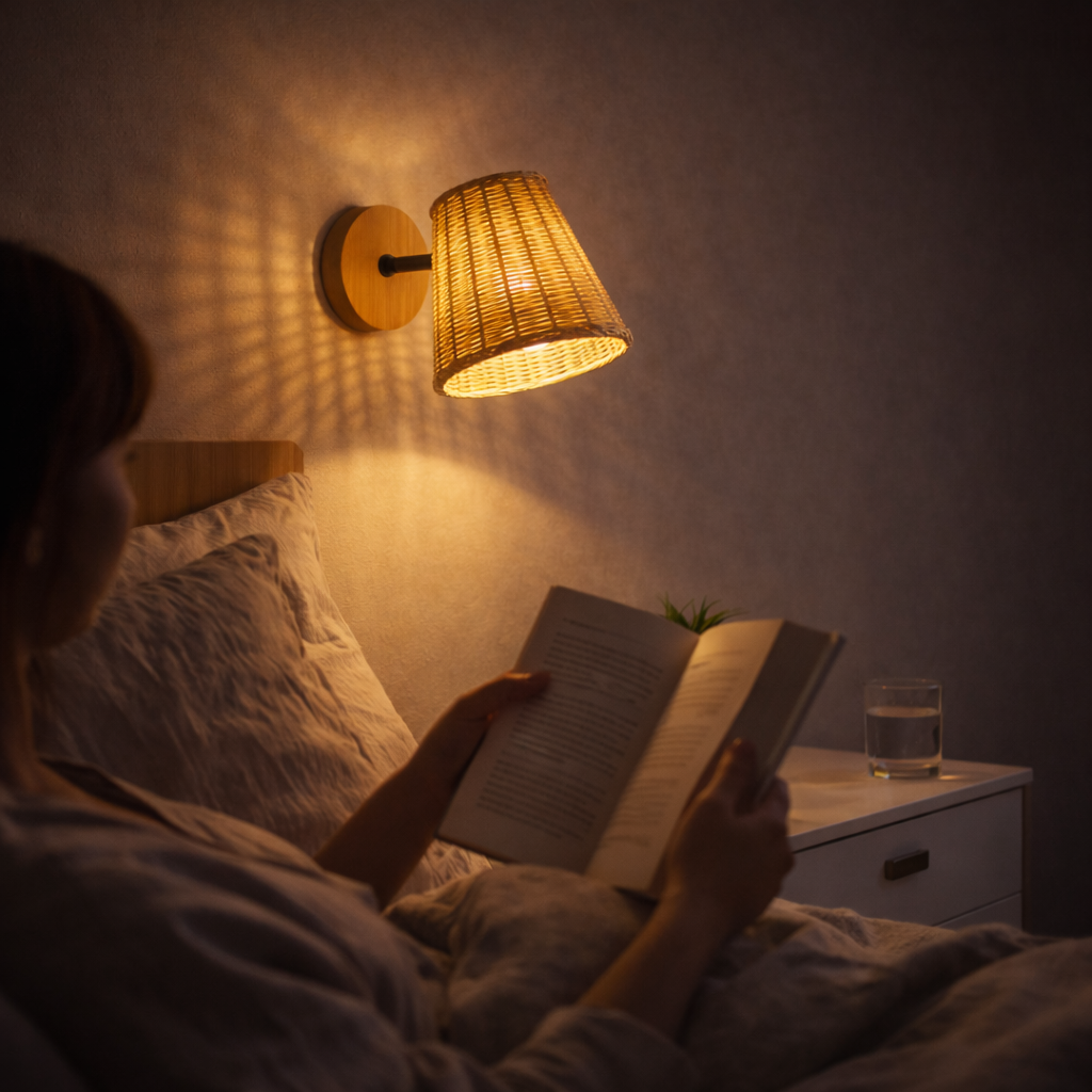 Natural Woven Sconce Light with Elegant Wood Mount
