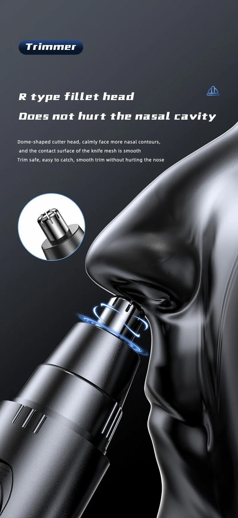Rechargeable Precision Trimmer for Nose and Ear Grooming