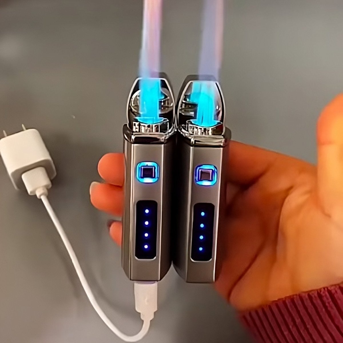 USB Rechargeable Triple Torch Lighter for All Conditions