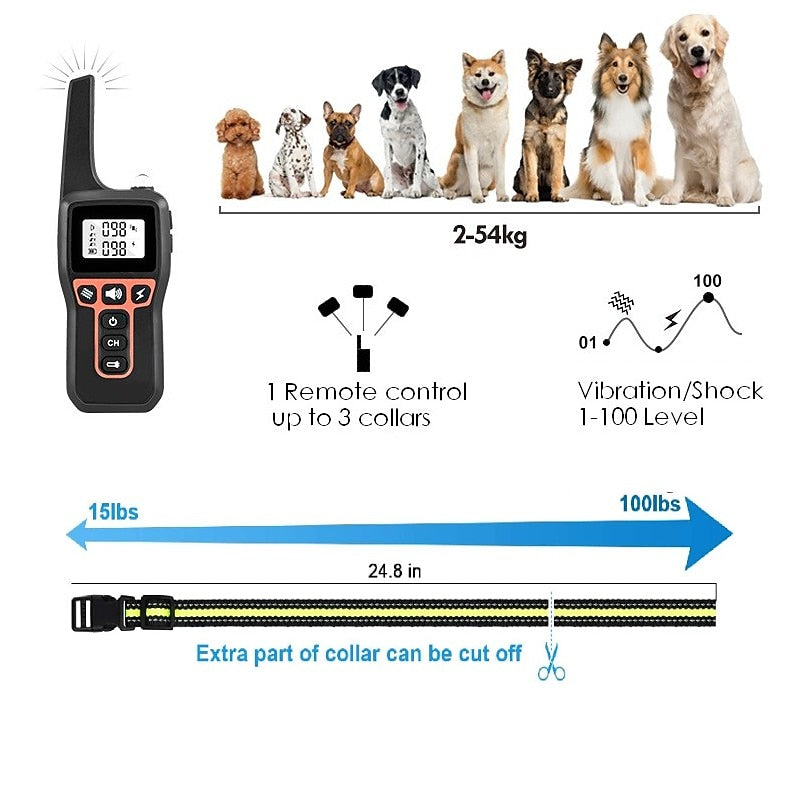 Advanced Long-Range Dog Training Collar with Waterproof Design
