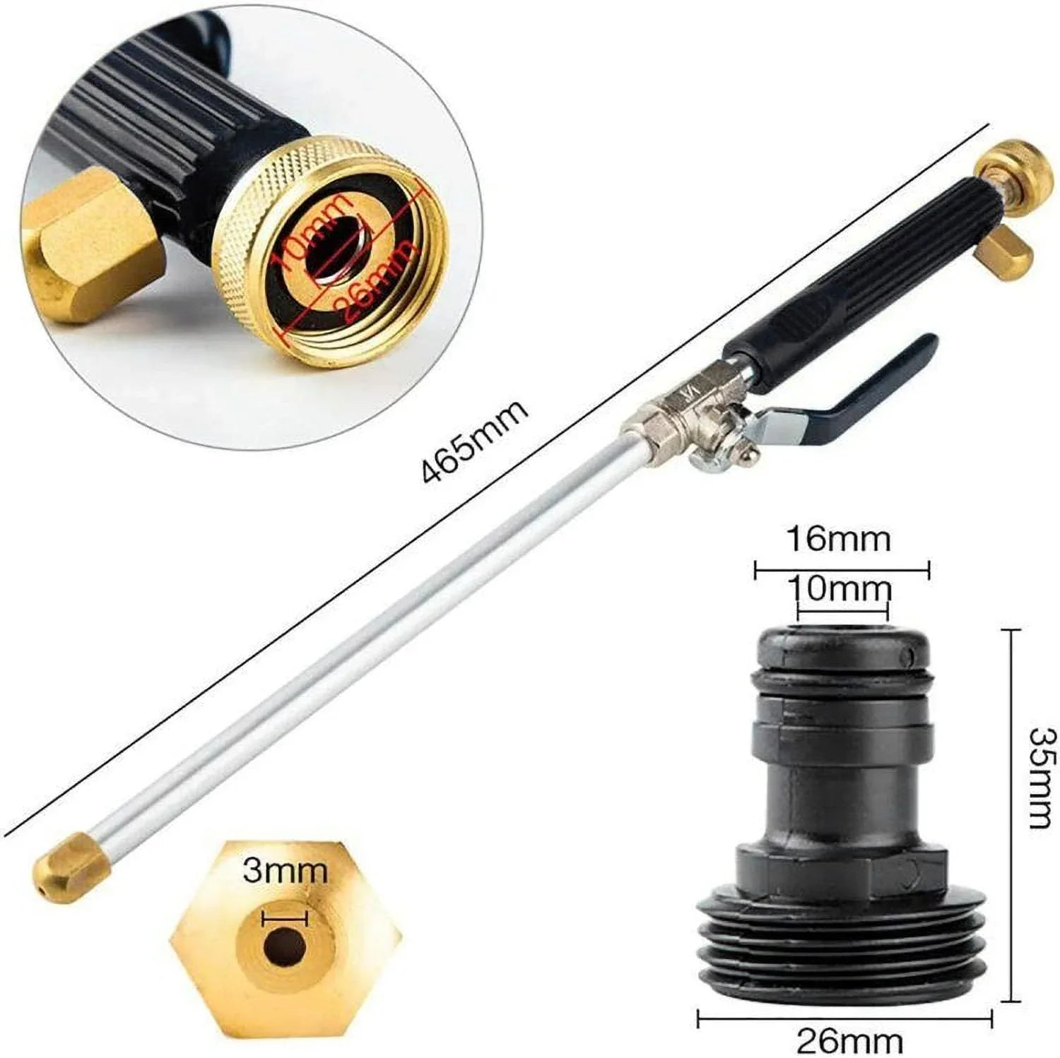 Cleaning Attachment | Adjustable Nozzle | Powerful Water Jet