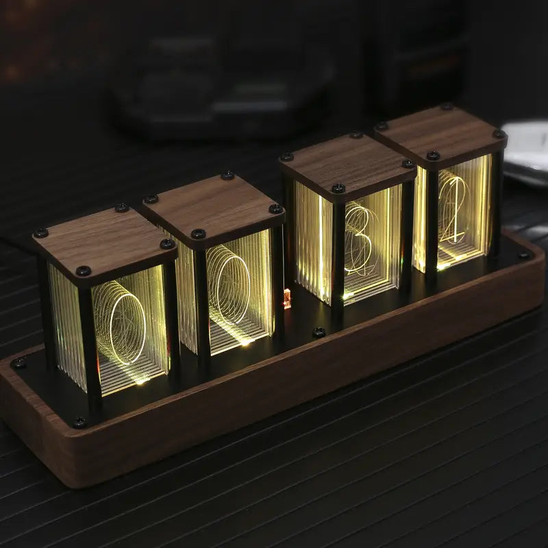 Elegant Walnut Wood LED Clock with Wi-Fi Sync