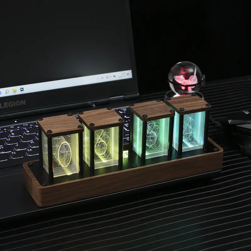Elegant Walnut Wood LED Clock with Wi-Fi Sync