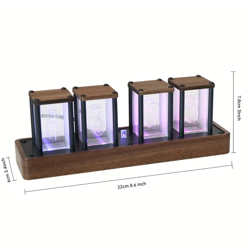 Elegant Walnut Wood LED Clock with Wi-Fi Sync