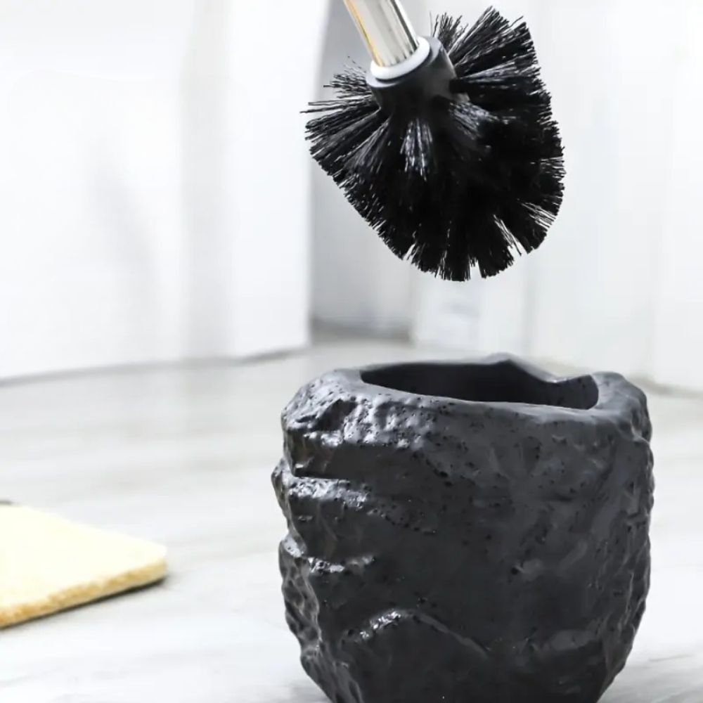Elegant Toilet Cleaning Set with Ceramic Stand and Removable Brush