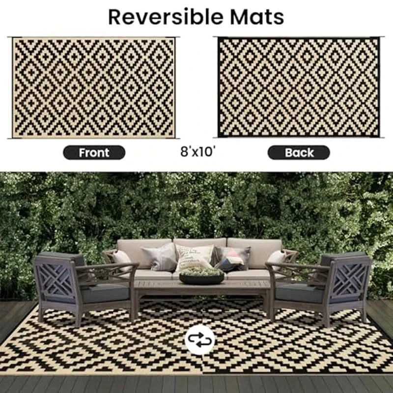Waterproof Outdoor Area Rug – Reversible Design