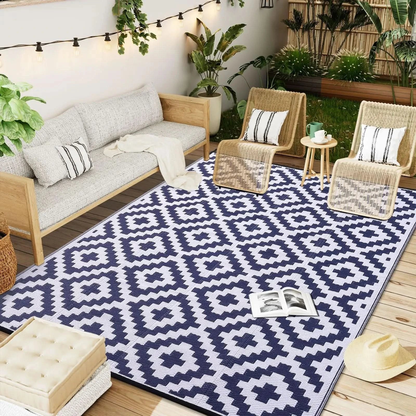 Waterproof Outdoor Area Rug – Reversible Design