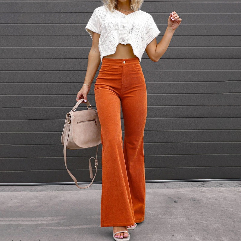 Bell-Bottom Pants with Curvy Fit